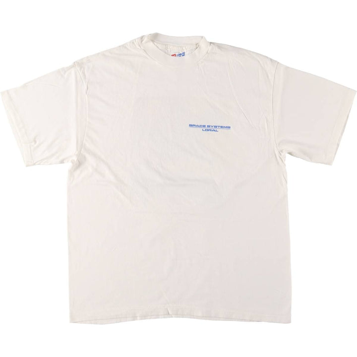 90'S Haynes Loral Space Systems Advertising T-shirt, Made in USA, Men's L size, Vintage cotton white type Vintage Second Hand