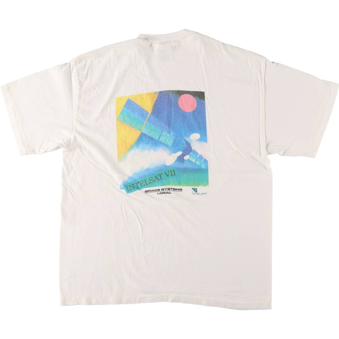 90'S Haynes Loral Space Systems Advertising T-shirt, Made in USA, Men's L size, Vintage cotton white type Vintage Second Hand