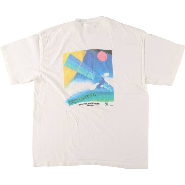 90'S Haynes Loral Space Systems Advertising T-shirt, Made in USA, Men's L size, Vintage cotton white type Vintage Second Hand