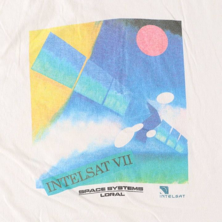 90'S Haynes Loral Space Systems Advertising T-shirt, Made in USA, Men's L size, Vintage cotton white type Vintage Second Hand