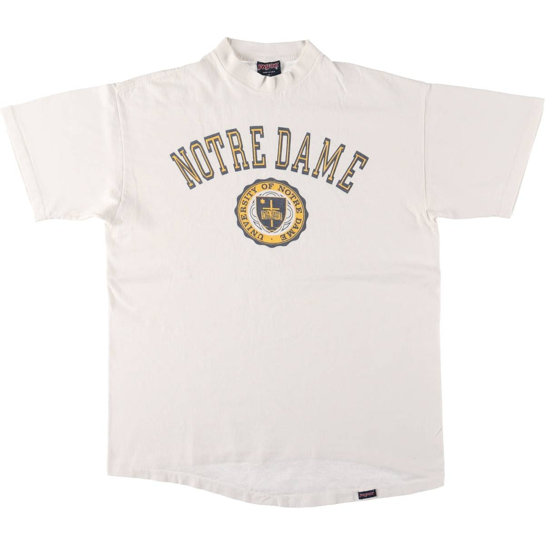 90'S Jansport Notre Dame University College T-shirt Made in USA Men's XL Vintage cotton white type Vintage Second Hand