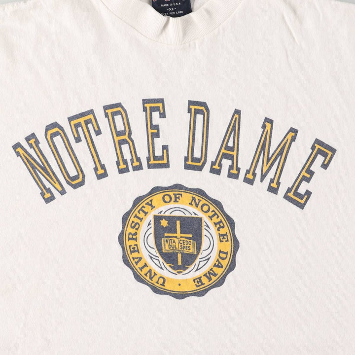 90'S Jansport Notre Dame University College T-shirt Made in USA Men's XL Vintage cotton white type Vintage Second Hand