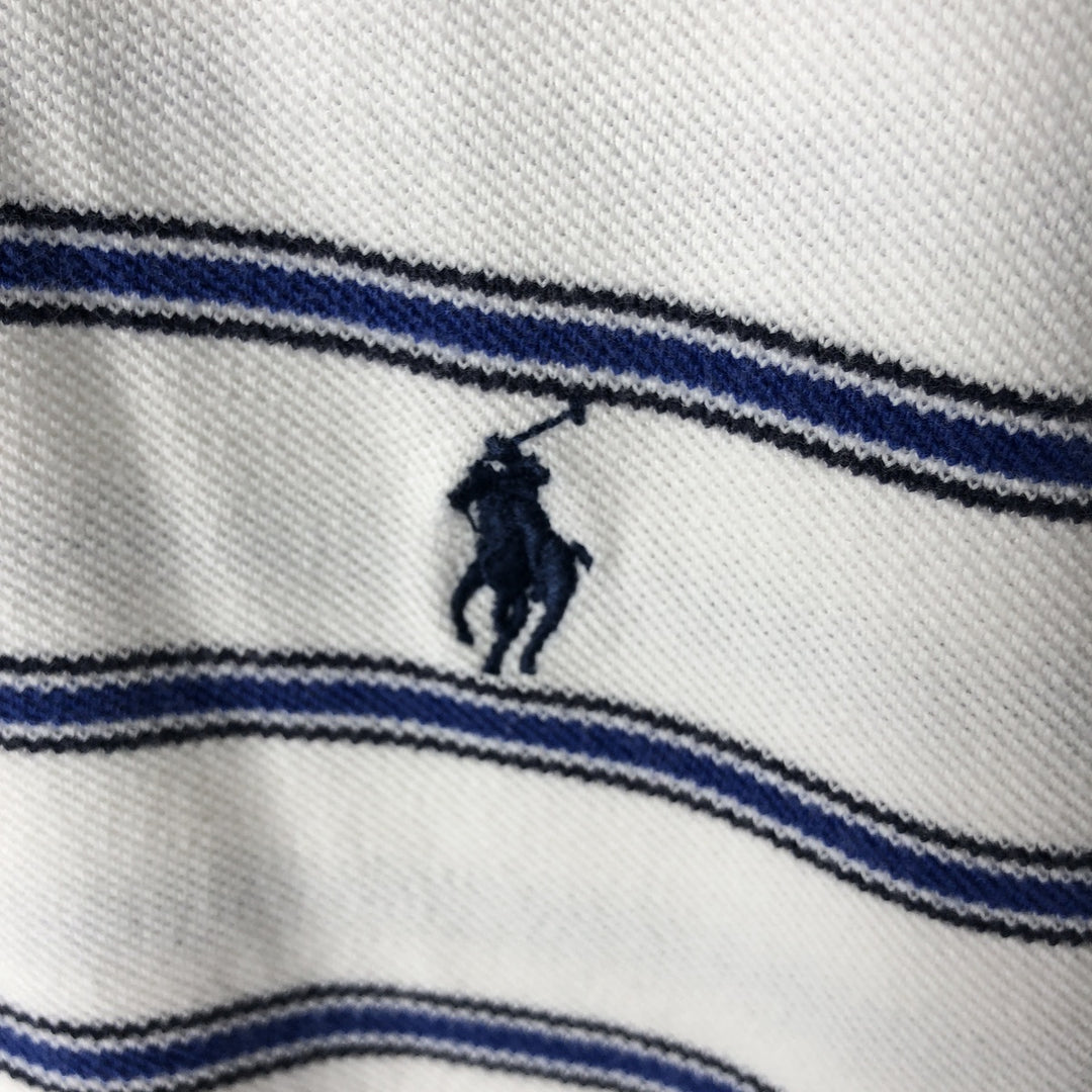 Ralph Lauren POLO by Ralph Lauren Striped Pattern Short Sleeve Polo Shirt Men's M cotton white type Vintage Second Hand