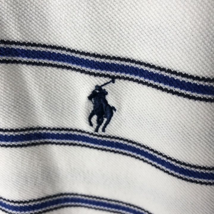 Ralph Lauren POLO by Ralph Lauren Striped Pattern Short Sleeve Polo Shirt Men's M cotton white type Vintage Second Hand