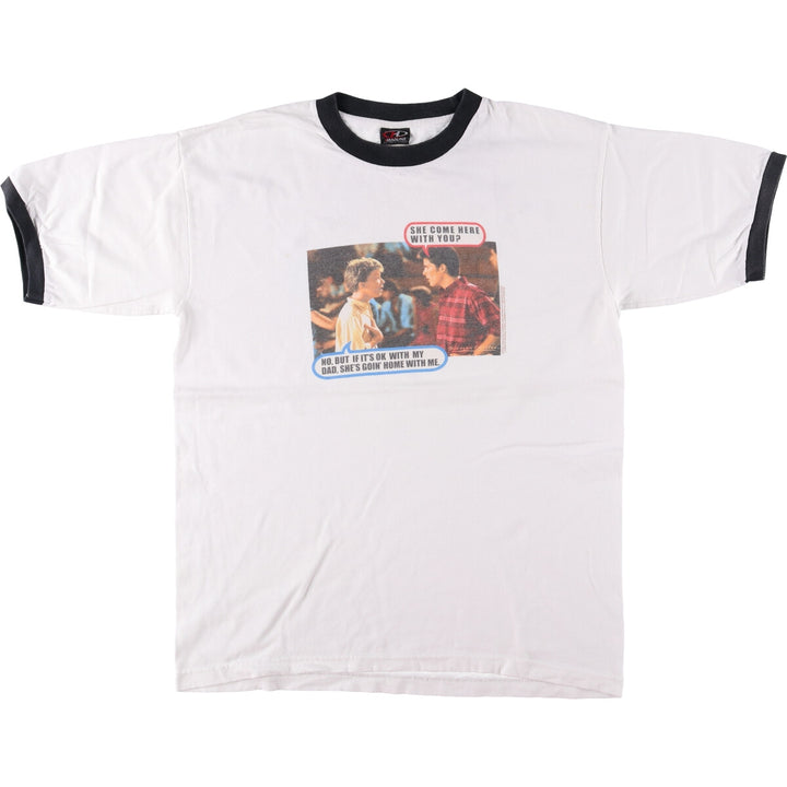 Delta HEADLINE SIXTEEN CANDLES Lovely Unrequited Love Movie Ringer T-Shirt Made in USA Men's L size cotton white type Vintage Second Hand