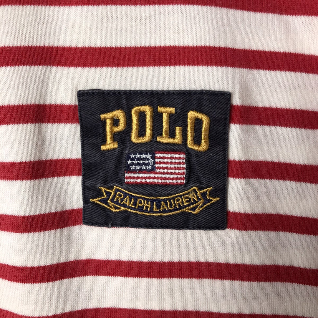 Ralph Lauren POLO by Ralph Lauren Border Pattern Ringer T-shirt Men's M size cotton white type Vintage Second Hand