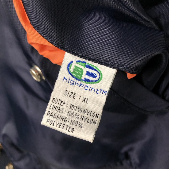 Highpoint MA-1 Style Padded Military Flight Jacket, Men's Size XL, Vintage Nylon navy blue type Vintage Second Hand