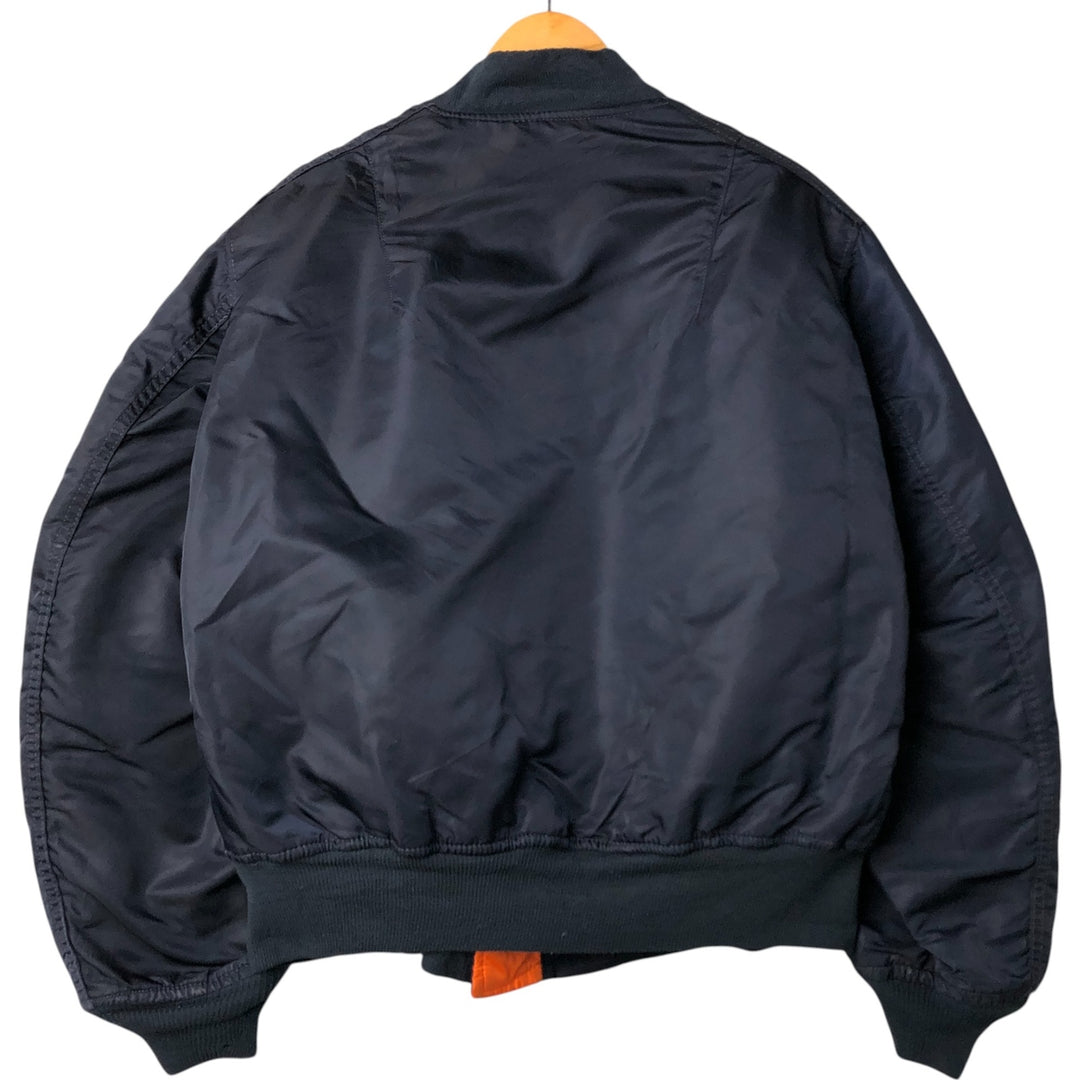 90'S civilian Alpha MA-1 style padded military flight jacket, made in the USA, men's size XL, vintage Nylon navy blue type Vintage Second Hand