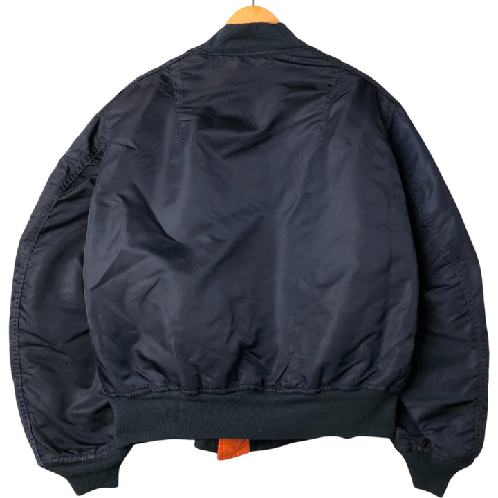 90'S civilian Alpha MA-1 style padded military flight jacket, made in the USA, men's size XL, vintage Nylon navy blue type Vintage Second Hand