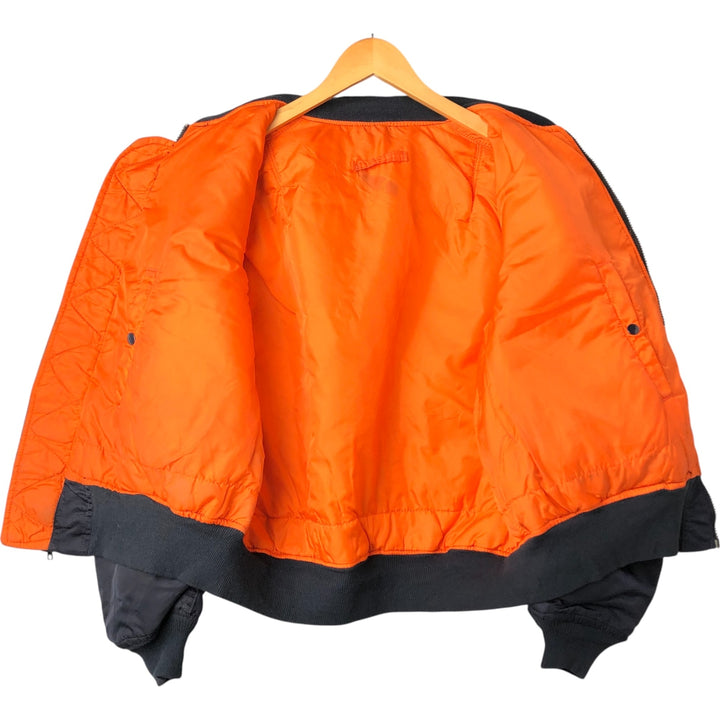 90'S civilian Alpha MA-1 style padded military flight jacket, made in the USA, men's size XL, vintage Nylon navy blue type Vintage Second Hand