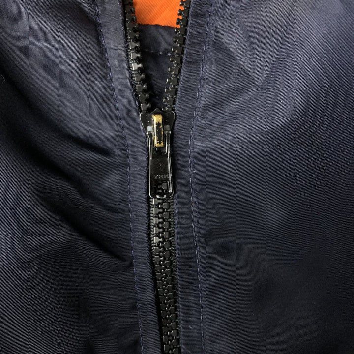 90'S civilian Alpha MA-1 style padded military flight jacket, made in the USA, men's size XL, vintage Nylon navy blue type Vintage Second Hand