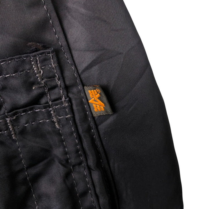 90'S civilian Alpha MA-1 style padded military flight jacket, made in the USA, men's size XL, vintage Nylon navy blue type Vintage Second Hand