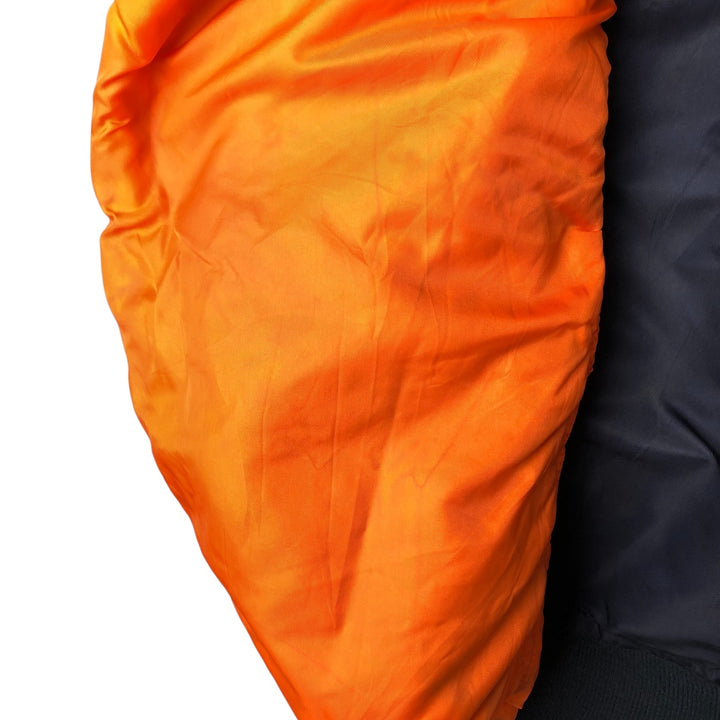 90'S civilian Alpha MA-1 style padded military flight jacket, made in the USA, men's size XL, vintage Nylon navy blue type Vintage Second Hand