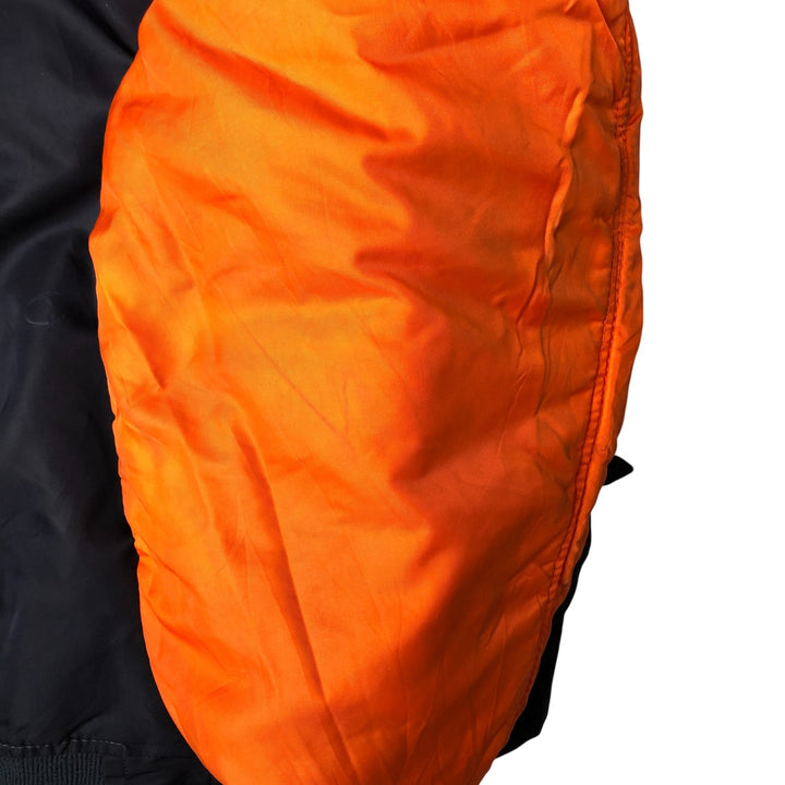 90'S civilian Alpha MA-1 style padded military flight jacket, made in the USA, men's size XL, vintage Nylon navy blue type Vintage Second Hand