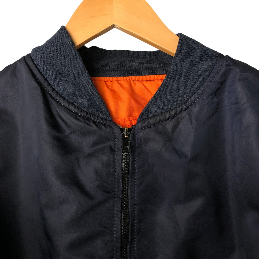 90'S civilian Alpha MA-1 style padded military flight jacket, made in the USA, men's size XL, vintage Nylon navy blue type Vintage Second Hand