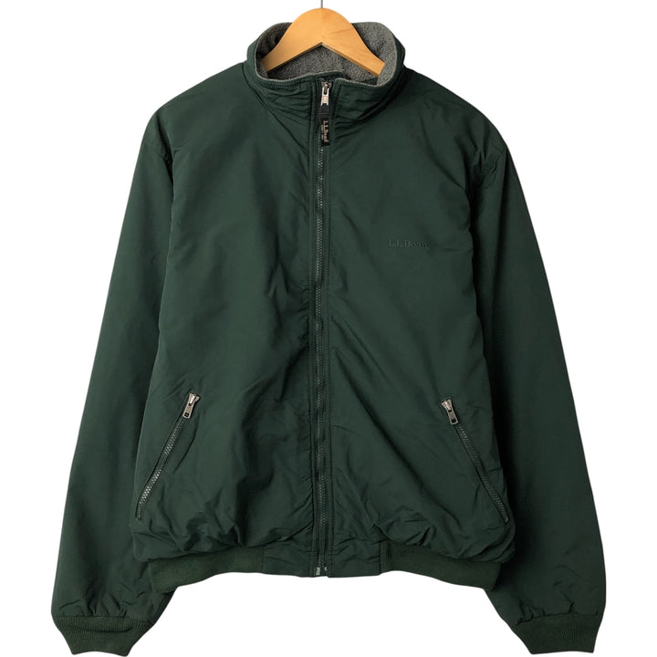 90s-00'S LLBean padded puffer jacket, men's size L Nylon Green type dark green Vintage Second Hand