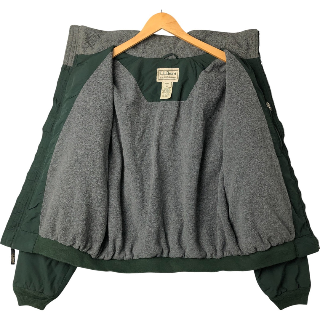 90s-00'S LLBean padded puffer jacket, men's size L Nylon Green type dark green Vintage Second Hand