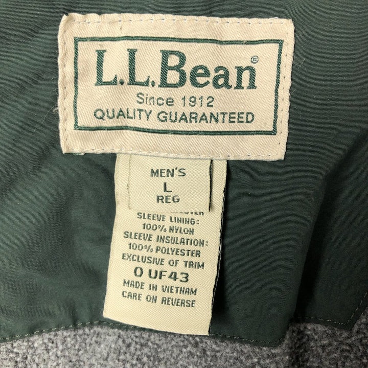 90s-00'S LLBean padded puffer jacket, men's size L Nylon Green type dark green Vintage Second Hand