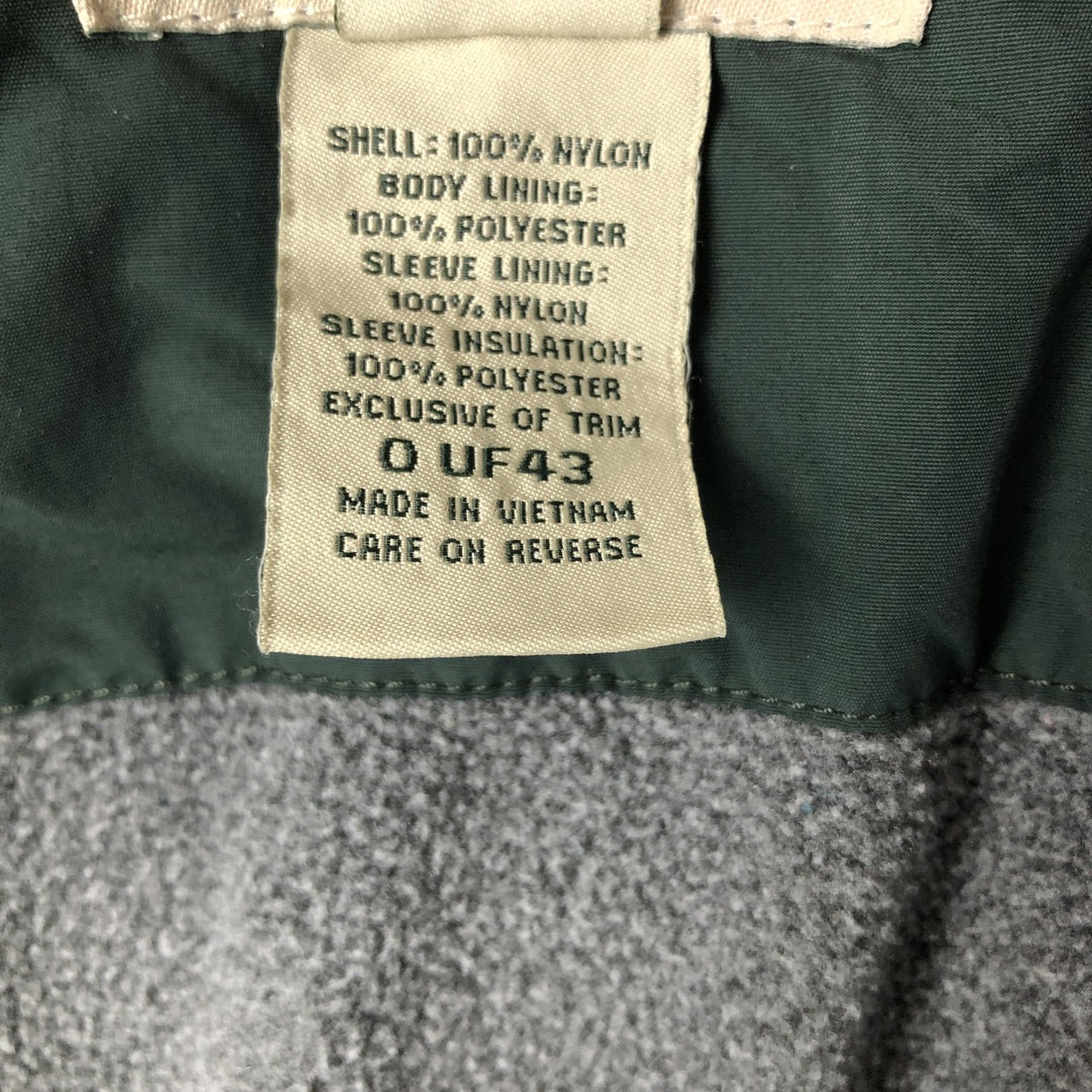 90s-00'S LLBean padded puffer jacket, men's size L Nylon Green type dark green Vintage Second Hand