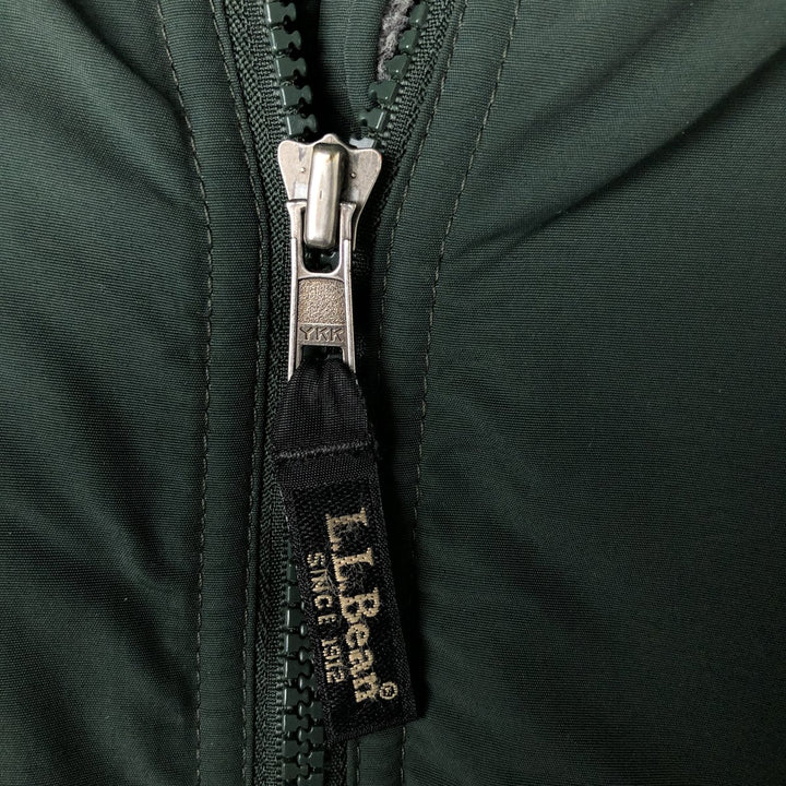 90s-00'S LLBean padded puffer jacket, men's size L Nylon Green type dark green Vintage Second Hand