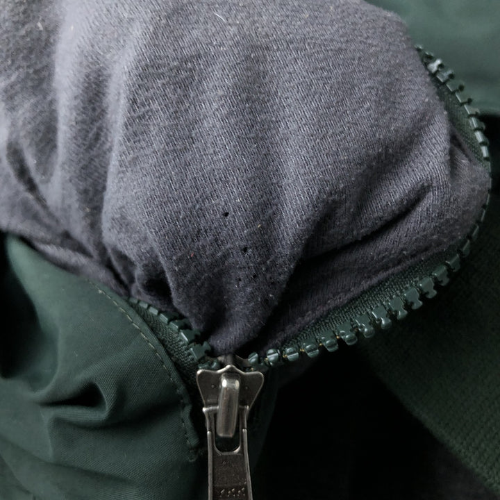 90s-00'S LLBean padded puffer jacket, men's size L Nylon Green type dark green Vintage Second Hand