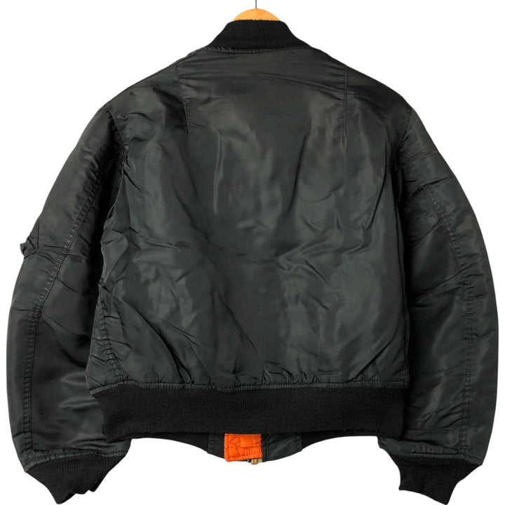 1990'S Civilian Alpha MA-1 Style Padded Military Flight Jacket, Made in USA, Men's Size Medium, Vintage Nylon black type Vintage Second Hand
