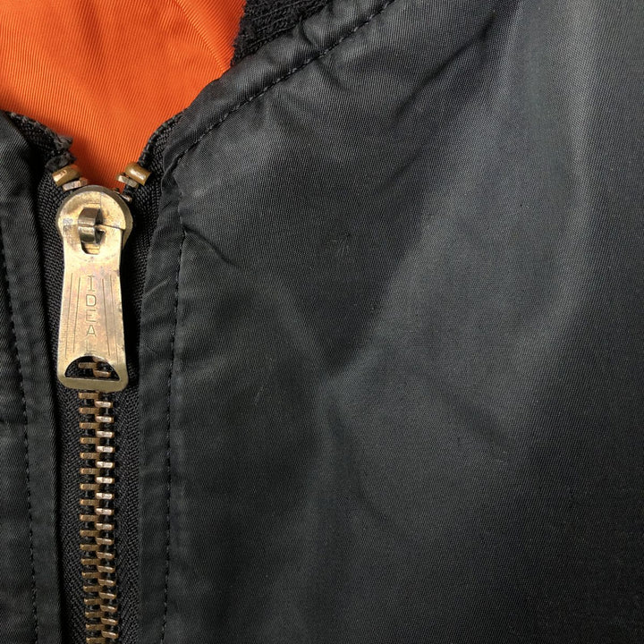 1990'S Civilian Alpha MA-1 Style Padded Military Flight Jacket, Made in USA, Men's Size Medium, Vintage Nylon black type Vintage Second Hand