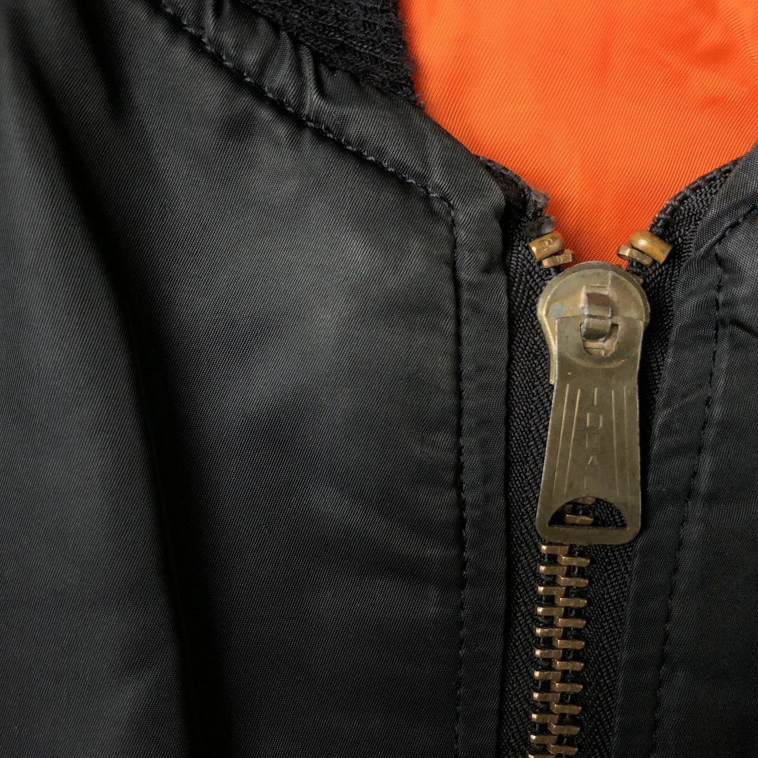 1990'S Civilian Alpha MA-1 Style Padded Military Flight Jacket, Made in USA, Men's Size Medium, Vintage Nylon black type Vintage Second Hand