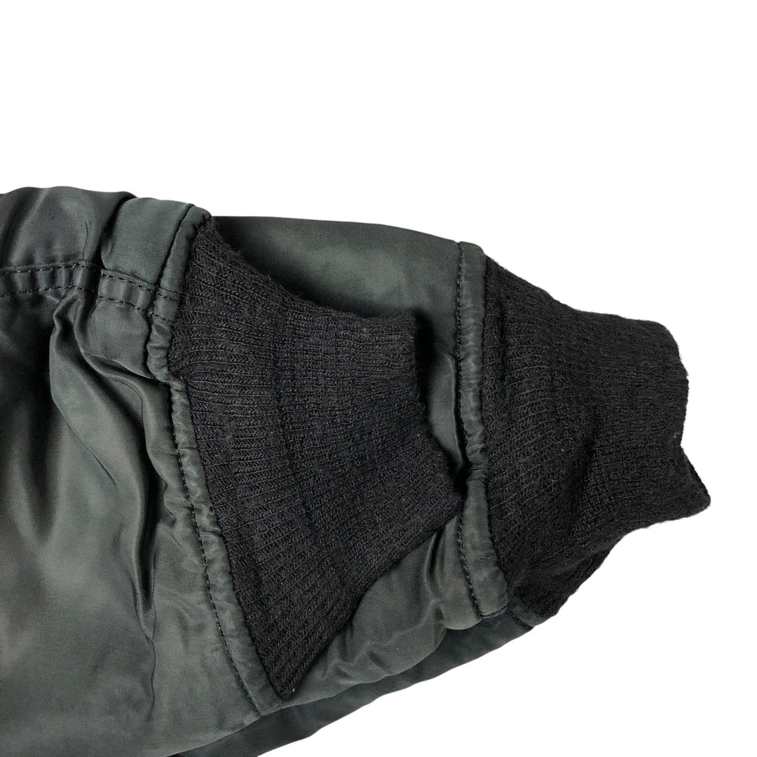 1990'S Civilian Alpha MA-1 Style Padded Military Flight Jacket, Made in USA, Men's Size Medium, Vintage Nylon black type Vintage Second Hand