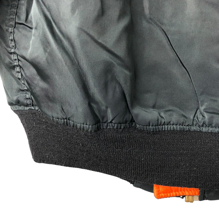 1990'S Civilian Alpha MA-1 Style Padded Military Flight Jacket, Made in USA, Men's Size Medium, Vintage Nylon black type Vintage Second Hand