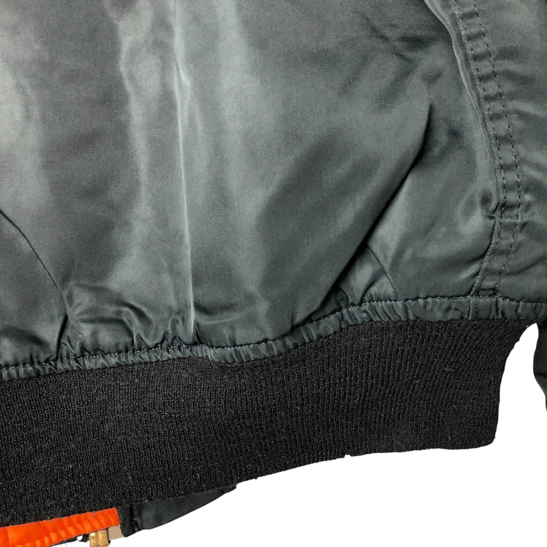 1990'S Civilian Alpha MA-1 Style Padded Military Flight Jacket, Made in USA, Men's Size Medium, Vintage Nylon black type Vintage Second Hand