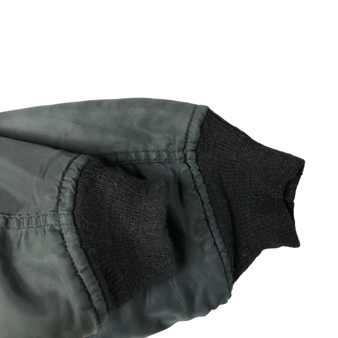 1990'S Civilian Alpha MA-1 Style Padded Military Flight Jacket, Made in USA, Men's Size Medium, Vintage Nylon black type Vintage Second Hand