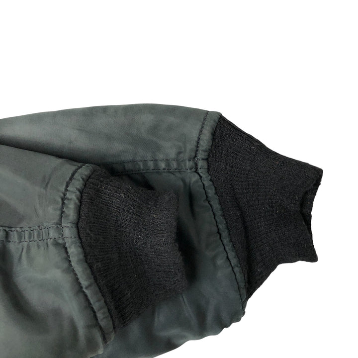 1990'S Civilian Alpha MA-1 Style Padded Military Flight Jacket, Made in USA, Men's Size Medium, Vintage Nylon black type Vintage Second Hand