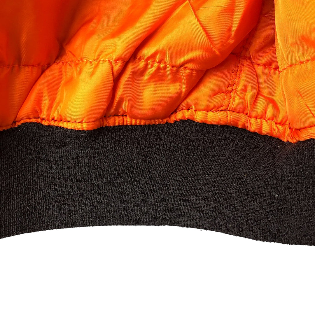 1990'S Civilian Alpha MA-1 Style Padded Military Flight Jacket, Made in USA, Men's Size Medium, Vintage Nylon black type Vintage Second Hand