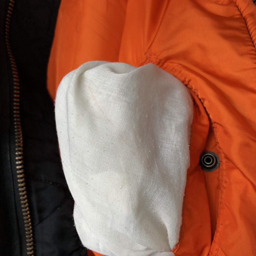 1990'S Civilian Alpha MA-1 Style Padded Military Flight Jacket, Made in USA, Men's Size Medium, Vintage Nylon black type Vintage Second Hand