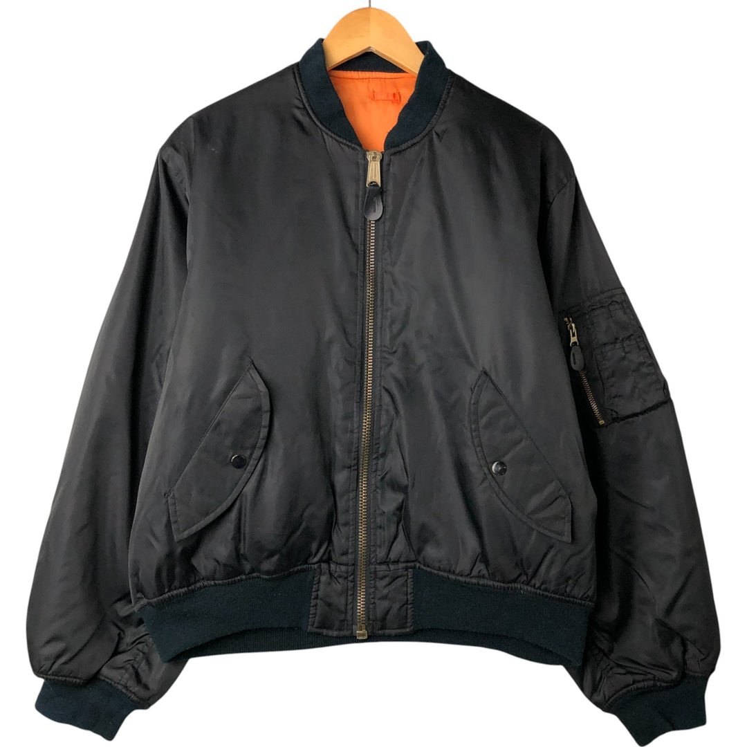 ME-S civilian MA-1 type padded military flight jacket, men's size L Nylon black type Vintage Second Hand