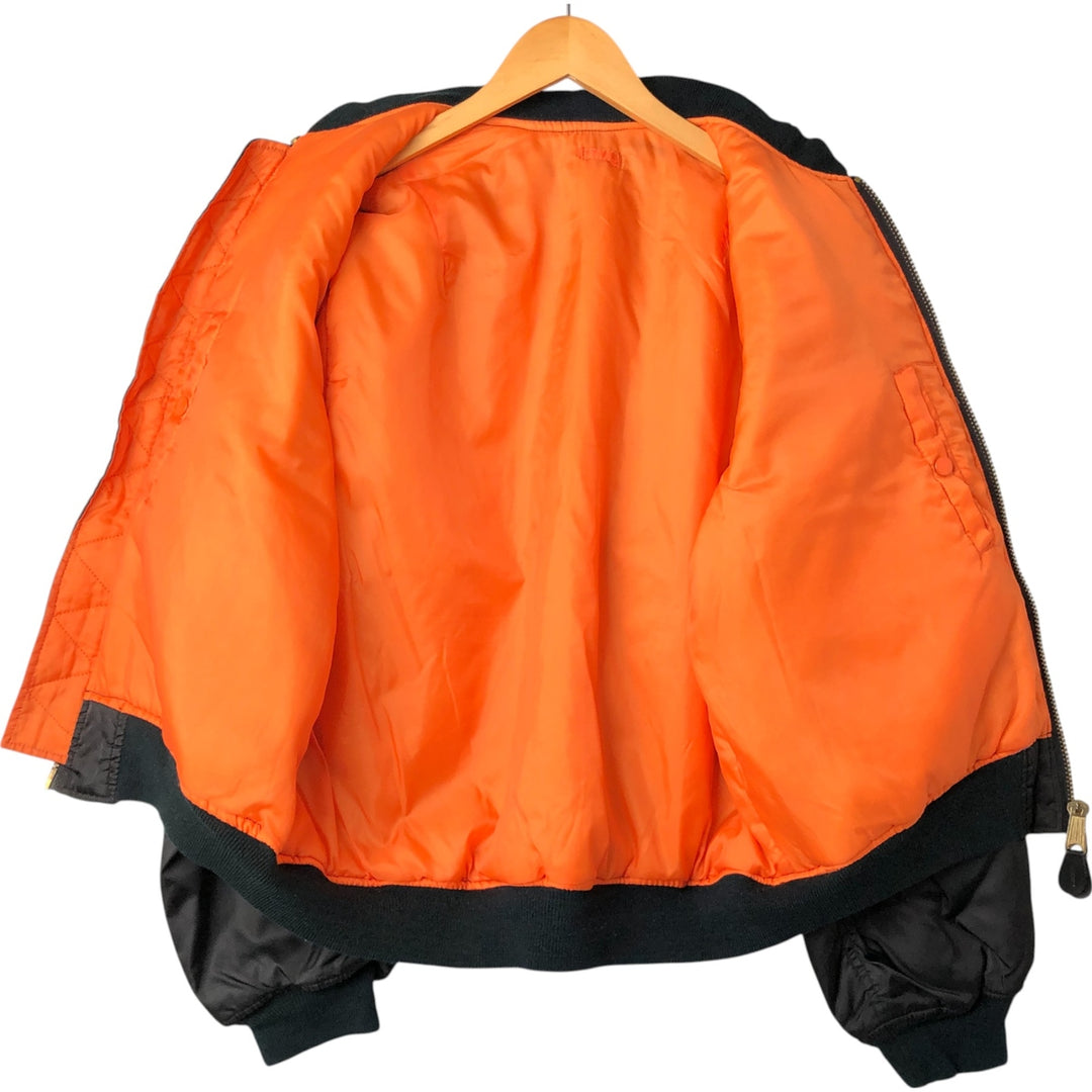 ME-S civilian MA-1 type padded military flight jacket, men's size L Nylon black type Vintage Second Hand