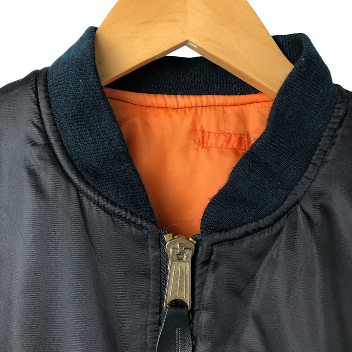 ME-S civilian MA-1 type padded military flight jacket, men's size L Nylon black type Vintage Second Hand