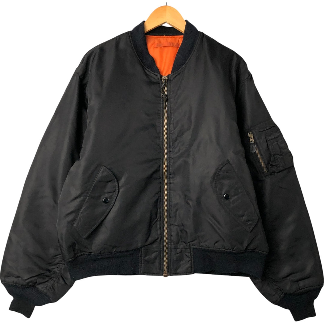 Civilian ST ARMY MA-1 type padded military flight jacket, men's size L Nylon black type Vintage Second Hand