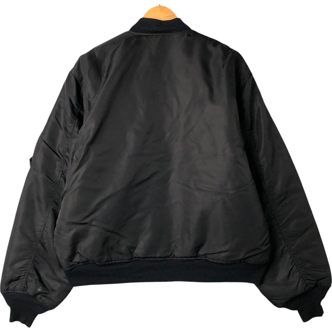 Civilian ST ARMY MA-1 type padded military flight jacket, men's size L Nylon black type Vintage Second Hand