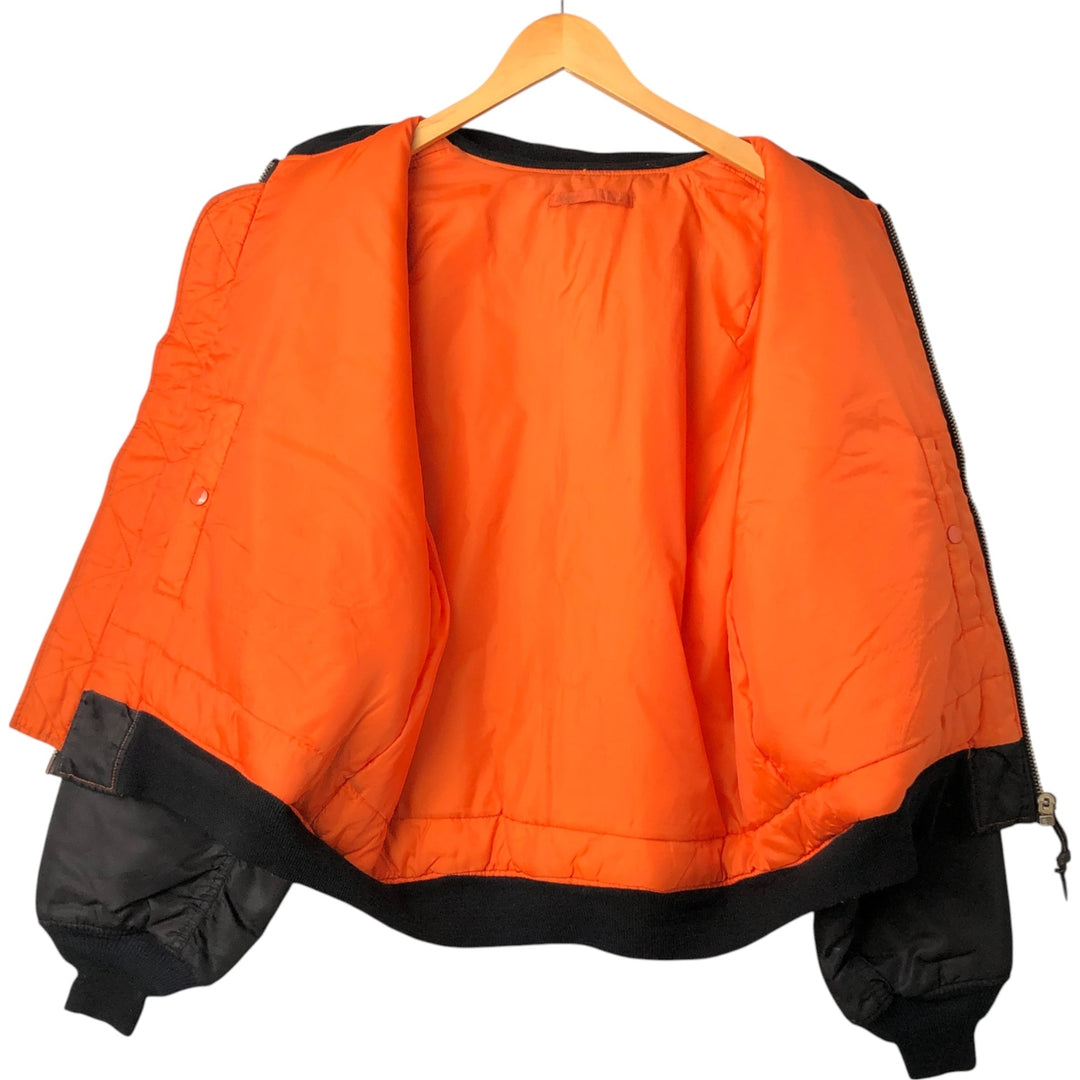 Civilian ST ARMY MA-1 type padded military flight jacket, men's size L Nylon black type Vintage Second Hand