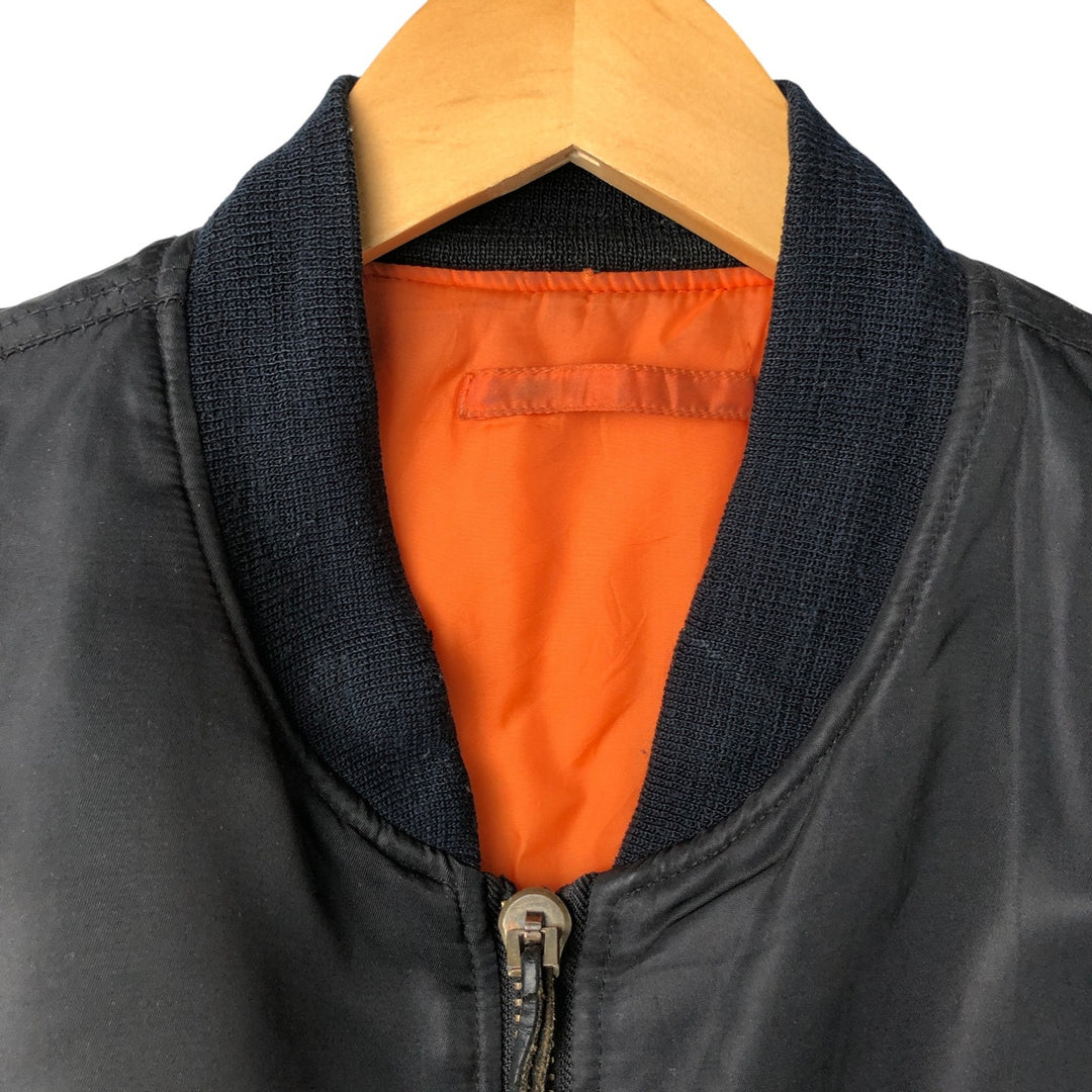 Civilian ST ARMY MA-1 type padded military flight jacket, men's size L Nylon black type Vintage Second Hand