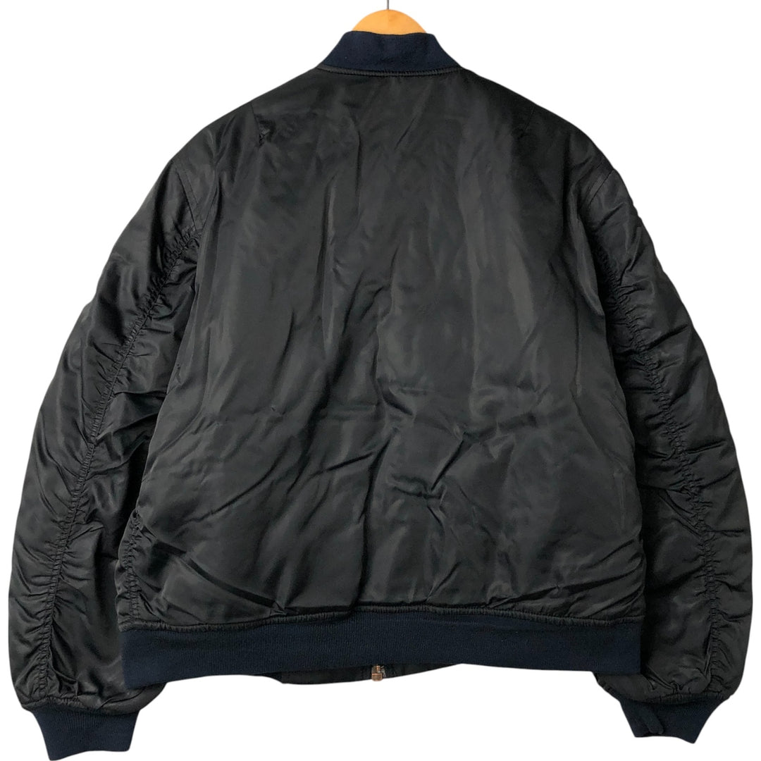 1990'S Civilian Alpha MA-1 Style Padded Military Flight Jacket, Made in USA, Men's Size L, Vintage Nylon black type Vintage Second Hand