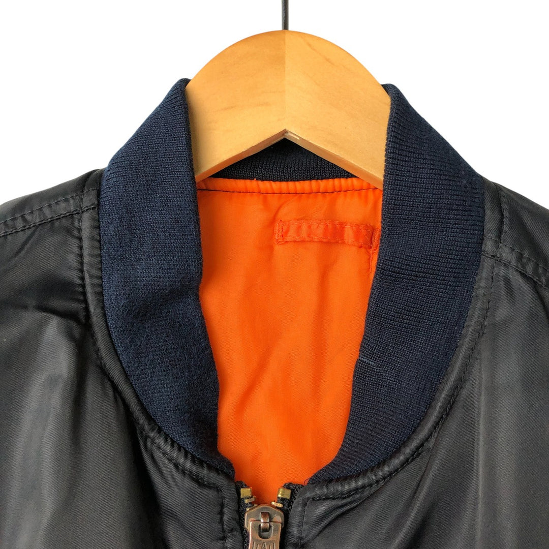 1990'S Civilian Alpha MA-1 Style Padded Military Flight Jacket, Made in USA, Men's Size L, Vintage Nylon black type Vintage Second Hand