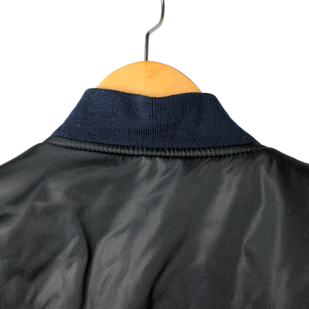 1990'S Civilian Alpha MA-1 Style Padded Military Flight Jacket, Made in USA, Men's Size L, Vintage Nylon black type Vintage Second Hand