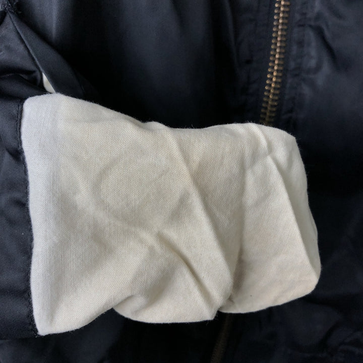 1990'S Civilian Alpha MA-1 Style Padded Military Flight Jacket, Made in USA, Men's Size L, Vintage Nylon black type Vintage Second Hand