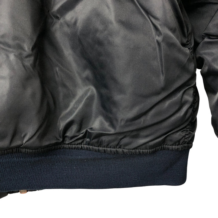 1990'S Civilian Alpha MA-1 Style Padded Military Flight Jacket, Made in USA, Men's Size L, Vintage Nylon black type Vintage Second Hand