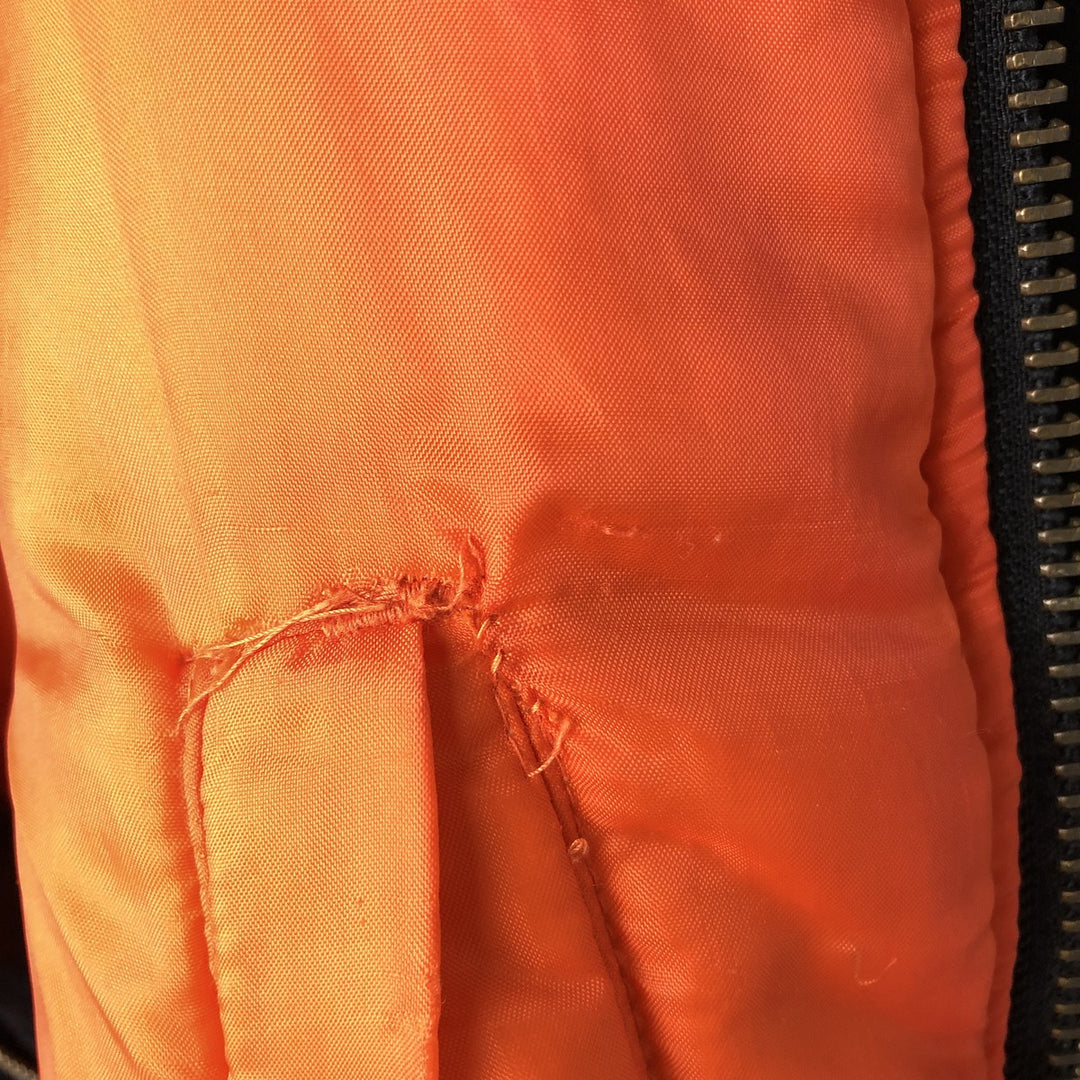 1990'S Civilian Alpha MA-1 Style Padded Military Flight Jacket, Made in USA, Men's Size L, Vintage Nylon black type Vintage Second Hand