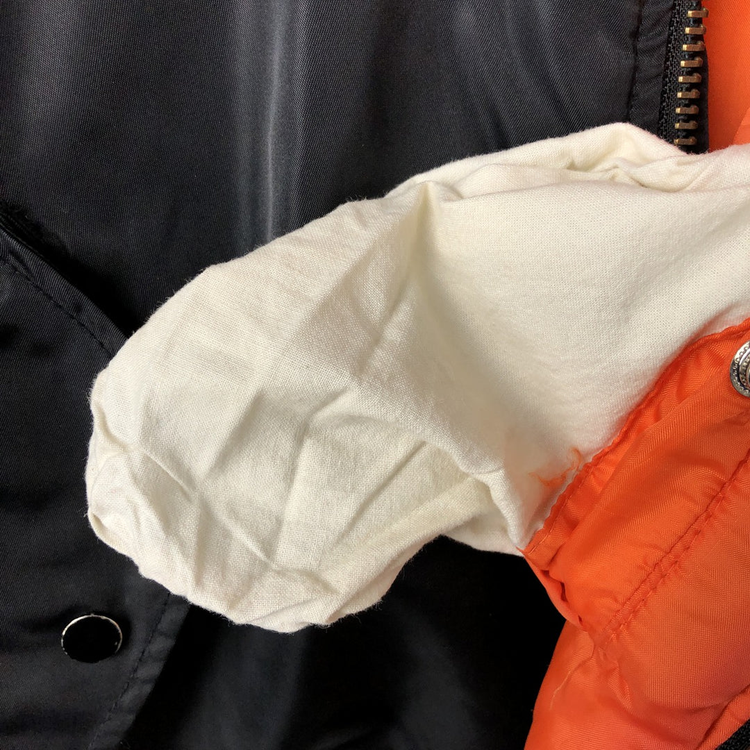 1990'S Civilian Alpha MA-1 Style Padded Military Flight Jacket, Made in USA, Men's Size L, Vintage Nylon black type Vintage Second Hand
