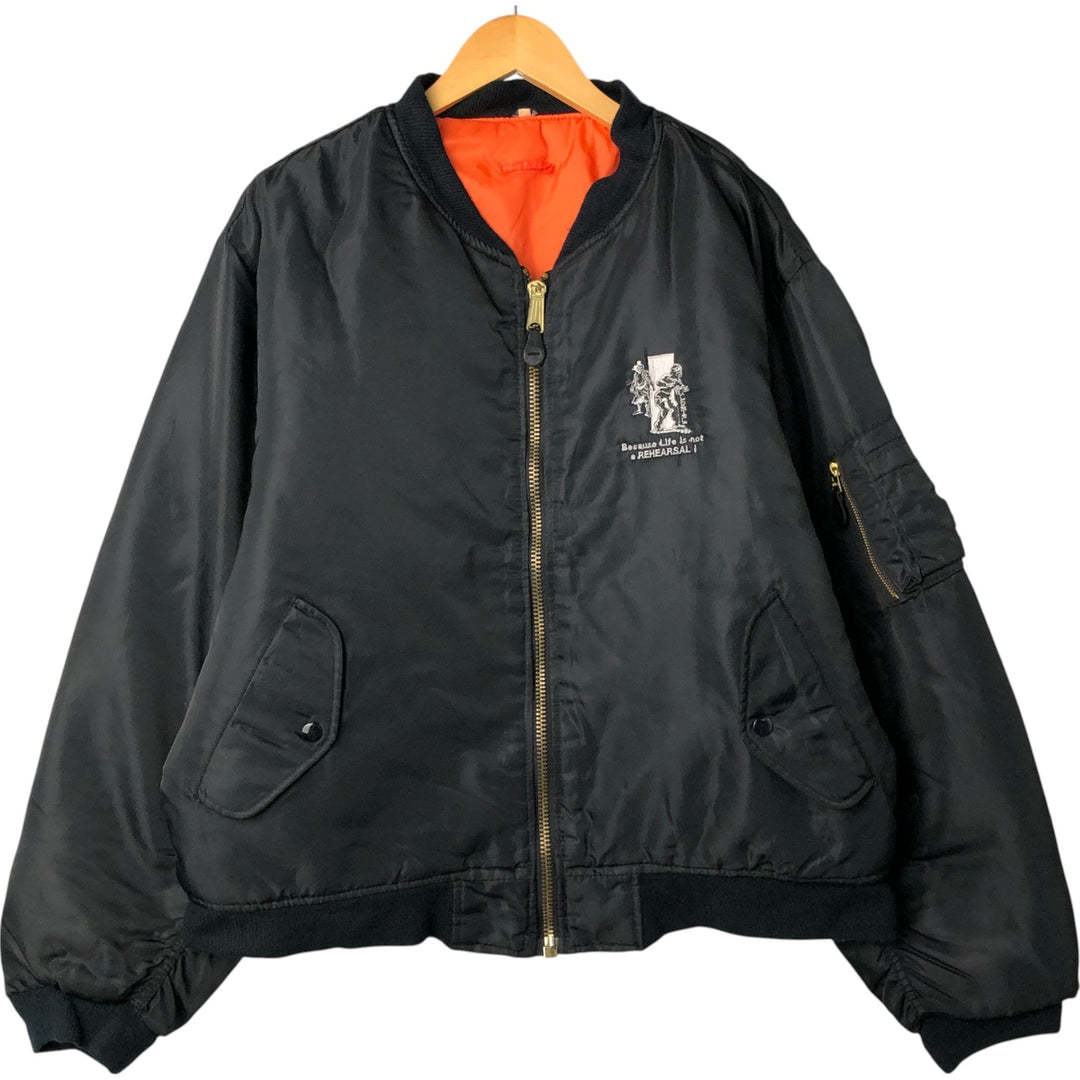 Vintage civilian MA-1 style padded military flight jacket, men's size XL Nylon black type Vintage Second Hand